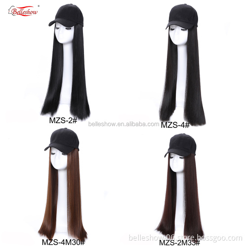 Hot sell Cheap Wholesale Baseball Cap straight Hair Wig Fashion Hot Sale Low Price Black Long Wavy straight braid Baseball hat